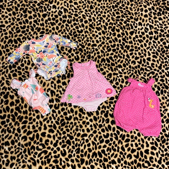 •CARTER'S•SUMMER BUNDLE OF 4, 2-SWIMSUITS AND 2-JUMPERS SIZE 3-6 MONTHS EUC - Picture 2 of 7